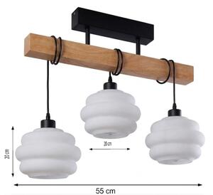 Brilagi - Таванен полилей WOOD GLASS 3xE27/60W/230V бор/черен/бял