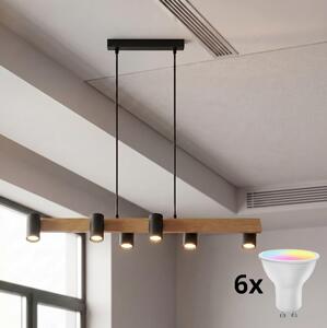 Brilagi - LED RGBW димируем полилей на кабел SELE 6xGU10/6,5W/230V черен/дъб