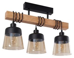 Brilagi - Плафонен полилей WOOD GLASS 3xE27/60W/230V бор/черно/опушено кафяво
