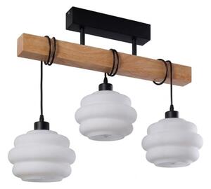 Brilagi - Таванен полилей WOOD GLASS 3xE27/60W/230V бор/черен/бял