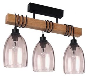 Brilagi - Плафонен полилей WOOD GLASS 3xE27/60W/230V бор/черен/опушено бежово