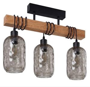 Brilagi - Таванен полилей WOOD GLASS 3xE27/60W/230V бор/черен/димно сив