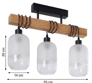 Brilagi - Плафонен полилей WOOD GLASS 3xE27/60W/230V бор/черен/бял
