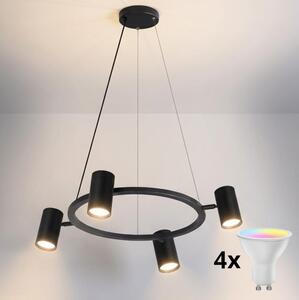Brilagi - LED RGBW полилей с възможност за димиране на кабел SELE 4xGU10/6,5W/230V черен