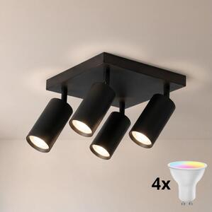 Brilagi - LED RGBW димируемо точково осветително тяло SELE SQUARE 4xGU10/6,5W/230V черно