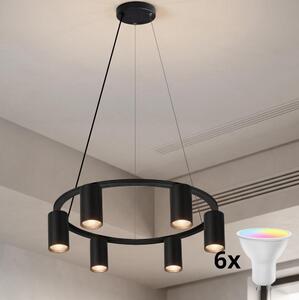 Brilagi - LED RGBW димируем висящ полилей на кабел SELE 6xGU10/6,5W/230V черен