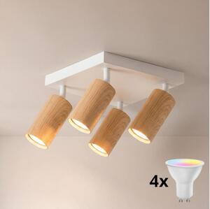 Brilagi - LED RGBW димируемо точково осветително тяло SELE SQUARE 4xGU10/6,5W/230V бяло/дъб