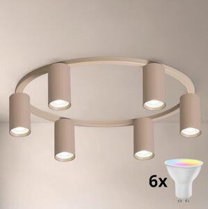 Brilagi - LED RGBW димируемо таванно осветително тяло SELE 6xGU10/6,5W/230V бежово