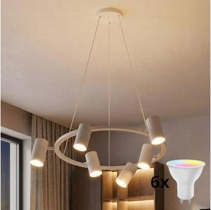 Brilagi - LED RGBW полилей на кабел SELE 6xGU10/6,5W/230V, с регулиране на яркостта, бял