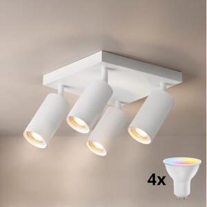 Brilagi - LED RGBW димируемо точково осветително тяло SELE SQUARE 4xGU10/6,5W/230V бяло