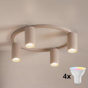 Brilagi - LED RGBW димируемо таванно осветително тяло SELE 4xGU10/6,5W/230V бежово