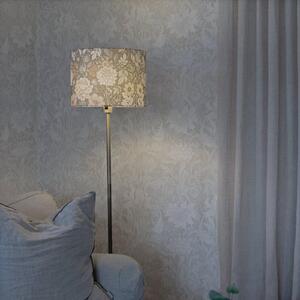 PR Home Стелажна лампа Amy, Dahlia зелено/златно, височина 150 cm, текстил, E27, Злато / месинг, Дневна/трапезария, Плат / текстил