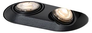 Кръгъл вграден прожектор черен GU10 50mm 2-светлина - Hubs