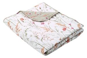 Зелено-бежово памучно капитонирано покривало за легло 200x220 cm Grasmere Floral – Catherine Lansfield