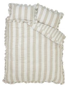 Бежово единично спално бельо 135x200 cm Seersucker Frill Stripe – Catherine Lansfield