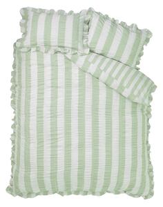 Зелено единично спално бельо 135x200 cm Seersucker Frill Stripe – Catherine Lansfield