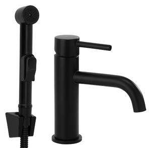 Смесител за мивка с хигиенен душ Rea Lungo Black