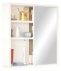 Шкаф за баня с огледало, Bagno, Pako World, бял, 60x14x63 см