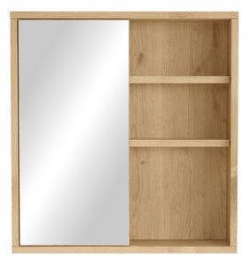 Шкаф за баня с огледало, Bagno, Pako World, естествен цвят, 60x14x63 см