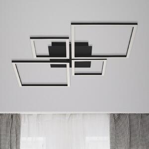 Briloner LED лампа за таван Frame, Step dim, 4 светлини, черна, Затъмняване, Черен, Дневна/трапезария, Метал, Модерен, Таван с много пламъци