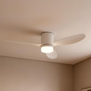 Lucande LED вентилатор за таван Kayu, бял, DC, тих, Ø 132 cm, Бял, Дневна/трапезария, Пластмаса, Модерен