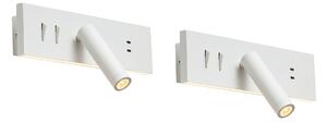 Комплект от 2 модерни стенни лампи бели регулируеми с USB-C вкл. LED - Modric