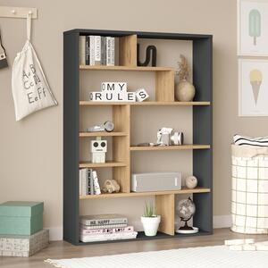 Библиотека, Decora, Pako World, естествен цвят-антрацит, 90x22x123 см