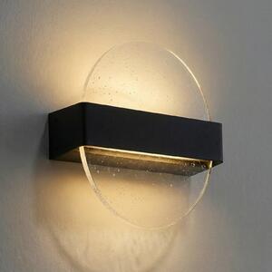 Lucande Стенна LED лампа Narkelo, черно/прозрачно, CCT, IP44, Затъмняване, Прозрачен, Стъкло, Дизайн
