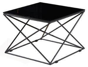 Ниска маса Cubo, 600 х 600 х 400 mm, квадратен стъклен плот, черна