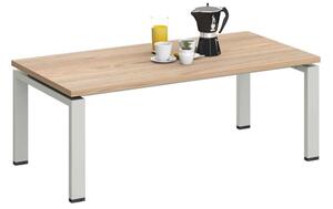 Ниска маса Monaco, 1200 х 600 х 450 mm, правоъгълен плот, ПДЧ 25 mm, метална основа, плот бряст, бял метал