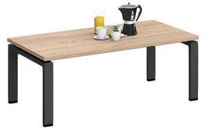 Ниска маса Monaco, 1200 х 600 х 450 mm, правоъгълен плот, ПДЧ 25 mm, черна метална основа, плот бряст