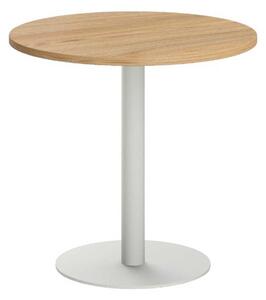 Заседателна маса Barry, 800 х 800 х 750 mm, кръгъл плот, ПДЧ 25 mm, метална основа, бряст, бяла основа
