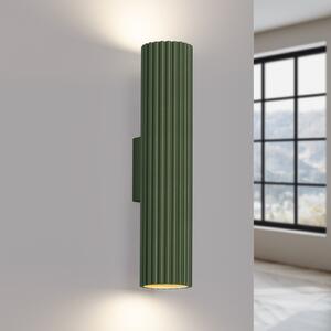 SOLLUX LIGHTING Стена лампа ALORA, височина 30 cm, маслинено зелено, метал, 2 x GU10, Затъмняване, Зелен, Дневна/трапезария, Алуминий, Кръгла стена