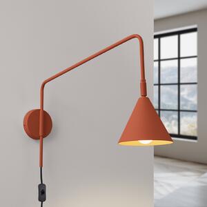 SOLLUX LIGHTING Стена лампа LYS, охра, Ø 14 cm, метал, щепсел, E14, Кафяв / ръждив, Дневна/трапезария, Метал, Скандинавски, Кръгла стена