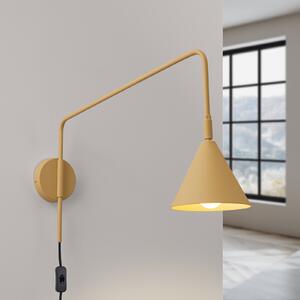 SOLLUX LIGHTING Стенна лампа LYS, златиста, Ø 14 cm, метал, щепсел, E14, Злато / месинг, Дневна/трапезария, Метал, Скандинавски, Кръгла стена