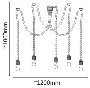 Полилей висящ на кабел ROPE CASA 5xE27/12W/230V