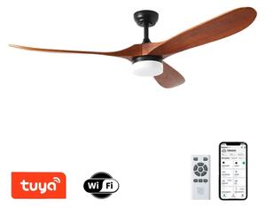 ZEVENTI - LED таванен вентилатор GINOSA LED/18W/230V Wi-Fi Tuya черен/дъб + дистанционно управление