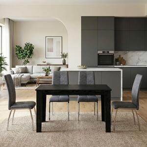 Трапезен комплект 5 части Darlen - Alma TopMebel sencron в черен цвят - сив 125x72x74cm