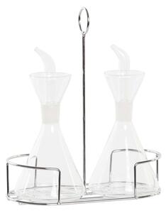 Oil and Vinegar Set DKD Home Decor Метал Прозрачен 2 Части Боросиликатно Стъкло (200 ml) (19,5 x 10 x 23,5 cm)