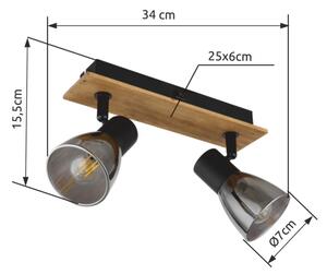 Globo 54307-2W - Стенен спот CLAUDE 2xE14/40W/230V черен/дървен