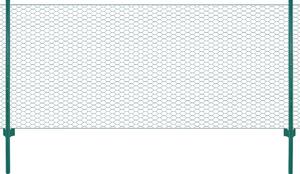 VidaXL Ограда от телена мрежа с колчета, стомана, 25х1 м, зелена