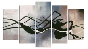 Картина от няколко части Черни линии, 110 x 60 cm - Wallity