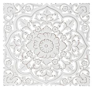 Декорация за стена DKD Home Decor Бял Mandala Индианец Завършек със състаряващо покритие Гранитогрес 90 x 4 x 90 cm