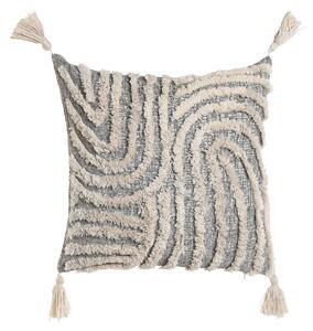 Възглавница Home ESPRIT Бял Сив Пискюли Boho 45 x 15 x 45 cm