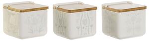 Солница с Капак DKD Home Decor Син Бял Зелен Люляк Бамбук Scandi 750 ml 14 x 12,5 x 12 cm (3 броя)