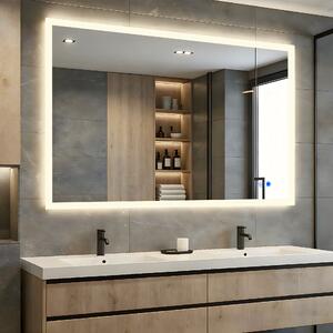 Правоъгълно LED осветено огледало за баня 120x70 см c Dual color, Сензорен превключвател, Отоплителна рогозка