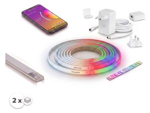 КОМПЛЕКТ 1x RGBW LED лента WHITE AND COLOR LED/20W/230V, 2 m + 2x вграден профил, 1 m