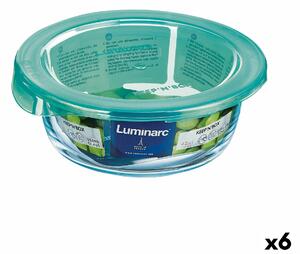 Кръгла Кутия за Обяд с Капак Luminarc Keep'n Lagon цвят тюркоаз 420 ml 11,5 x 5,4 cm Cтъкло (6 броя)