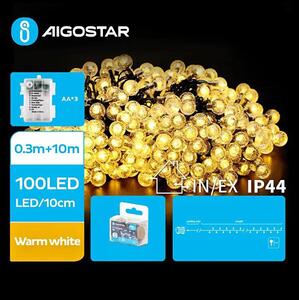 Aigostar - LED външна гирлянда 100xLED/3xAA/8 функции 10,3 m IP44 топло бяло