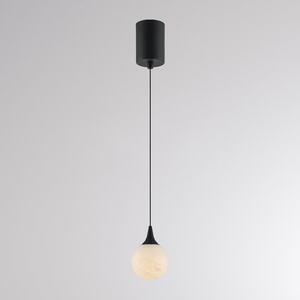 Molto Luce LED висяща лампа ARE, черна, алабастър, Ø 10 см, CCT, DALI, Затъмняване, Черен, Дневна/трапезария, Камък, Модерен, Глобус
